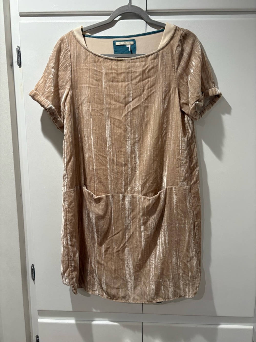 Anthropologie Floreat Velvet Mini Dress in Light Taupe S